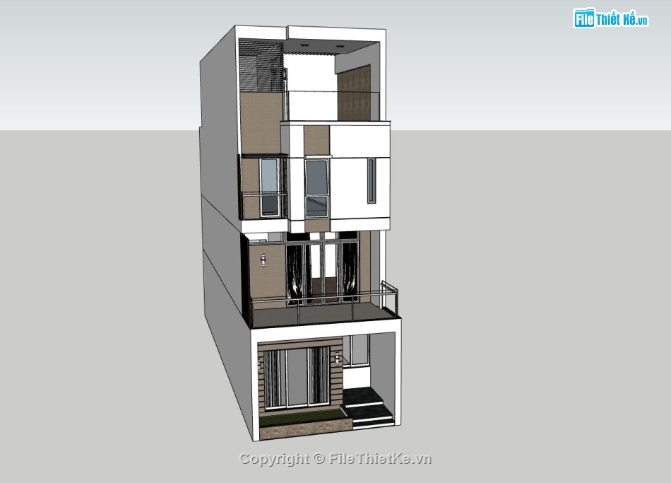 nhà phố 4 tầng,file sketchup nhà phố 4 tầng,bao cảnh nhà phố 4 tầng,3dsu nhà phố 4 tầng
