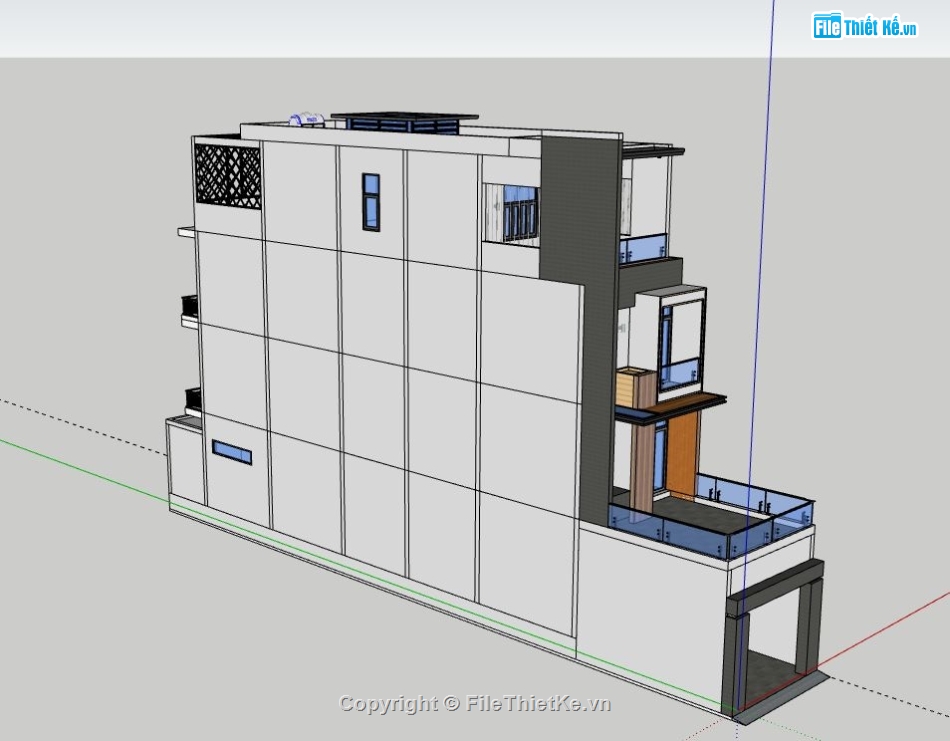 Nhà phố 4 tầng,Nhà 4 tầng đẹp,model su nhà phố 4 tầng,file sketchup nhà phố 4 tầng,nhà phố 4 tầng file su