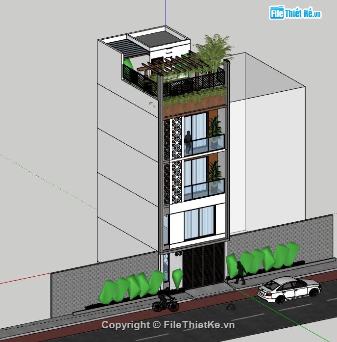 Nhà phố 4 tầng,file su nhà phố 4 tầng,nhà phố 4 tầng file sketchup,sketchup nhà phố 4 tầng,nhà phố 4 tầng sketchup