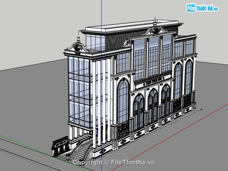 Nhà phố 4 tầng,model su nhà phố 4 tầng,sketchup nhà phố 4 tầng,nhà phố 4 tầng file su