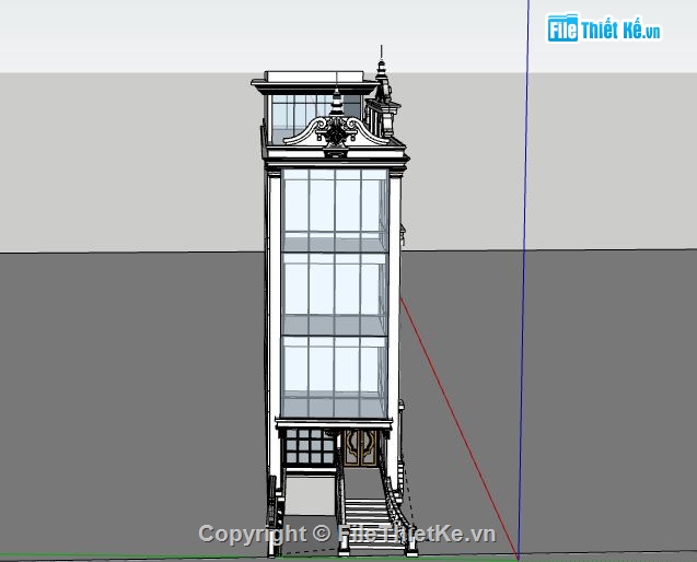 Nhà phố 4 tầng,model su nhà phố 4 tầng,sketchup nhà phố 4 tầng,nhà phố 4 tầng file su