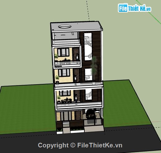 Nhà phố 4 tầng,model su nhà phố 4 tầng,file su nhà phố 4 tầng,3d sketchup nhà phố 4 tầng,nhà phố 4 tầng sketchup