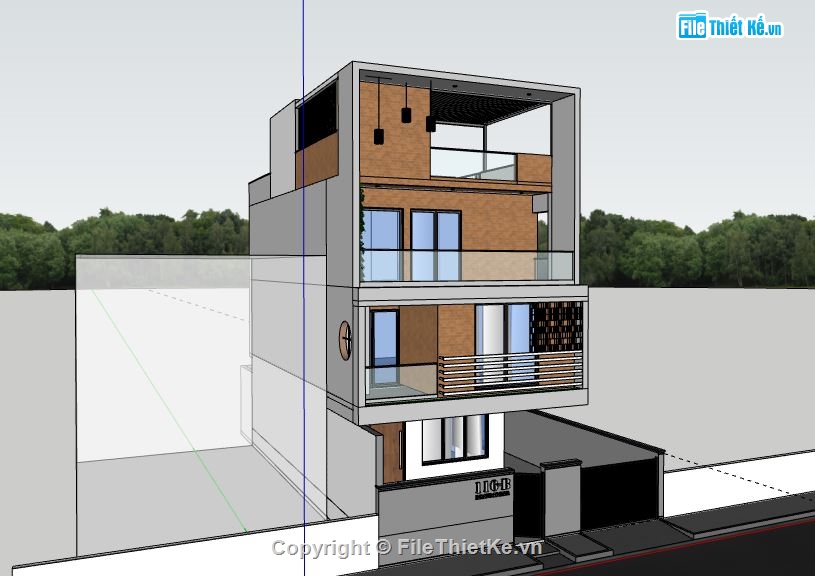 Nhà phố 4 tầng,model su nhà phố 4 tầng,file su nhà phố 4 tầng,sketchup nhà phố 4 tầng,nhà phố 4 tầng file su