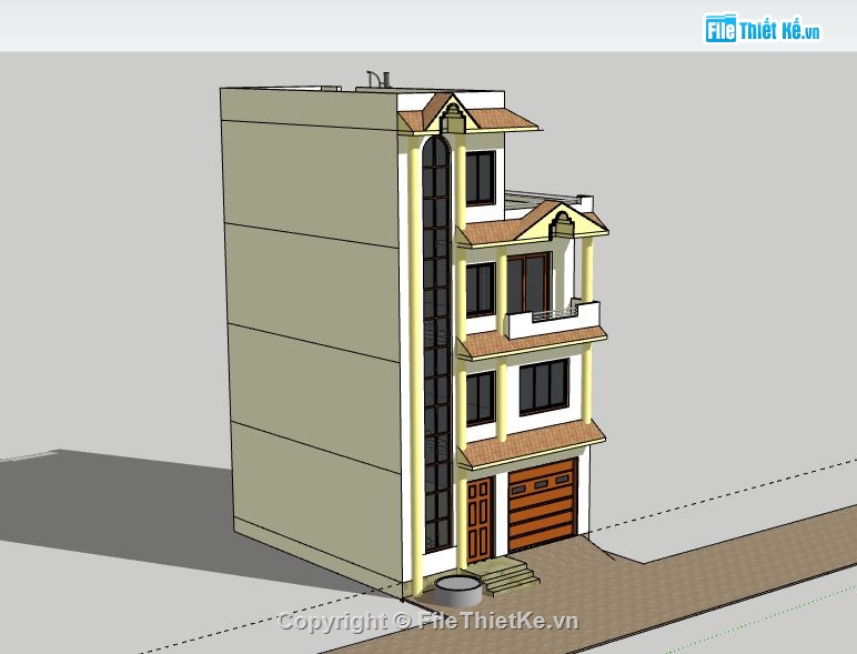 Nhà phố 4 tầng,model su nhà phố 4 tầng,file su nhà phố 4 tầng,sketchup nhà phố 4 tầng,nhà phố 4 tầng sketchup