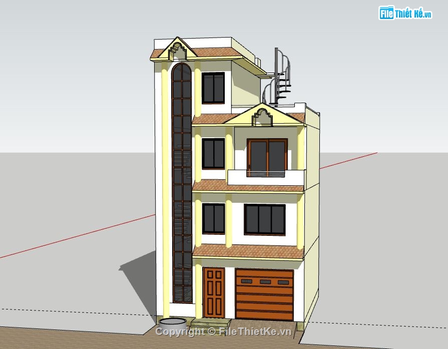 Nhà phố 4 tầng,model su nhà phố 4 tầng,file su nhà phố 4 tầng,sketchup nhà phố 4 tầng,nhà phố 4 tầng sketchup