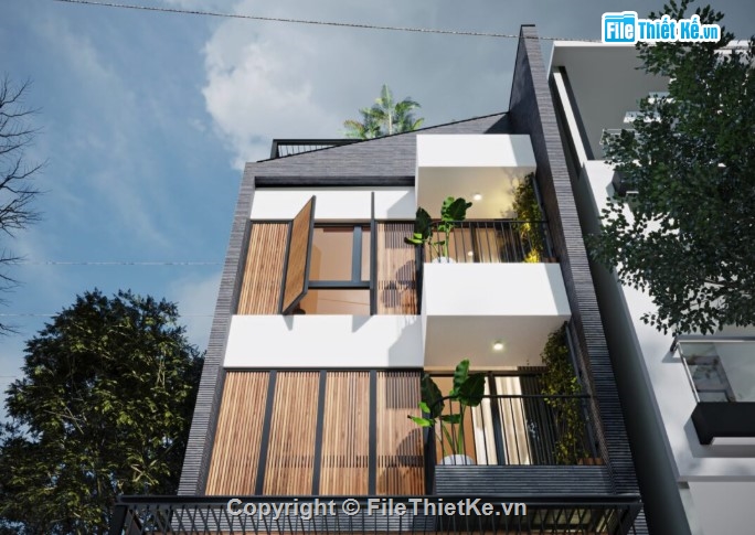 nhà 4 tầng,mẫu nhà phố 4 tầng,3dmax nhà phố 4 tầng