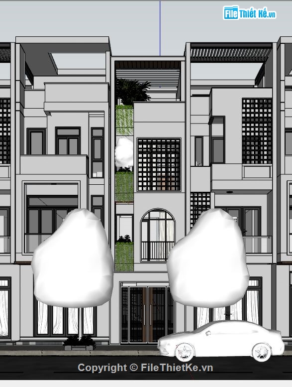 file su nhà phố 4 tầng,mẫu nhà phố 4 tầng,file sketchup nhà phố 4 tầng