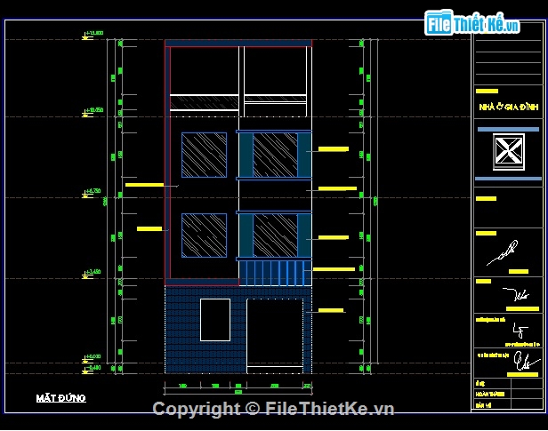 bản vẽ nhà phố 4 tầng KT 6x7.5m full KT.KC,bản vẽ nhà phố 4 tầng hiện đại,bản cad nhà phố 4 tầng KT6x7.5m