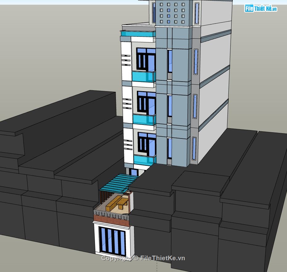 nhà phố 5 tầng,model su nhà phố 5 tầng,file sketchup nhà phố 5 tầng