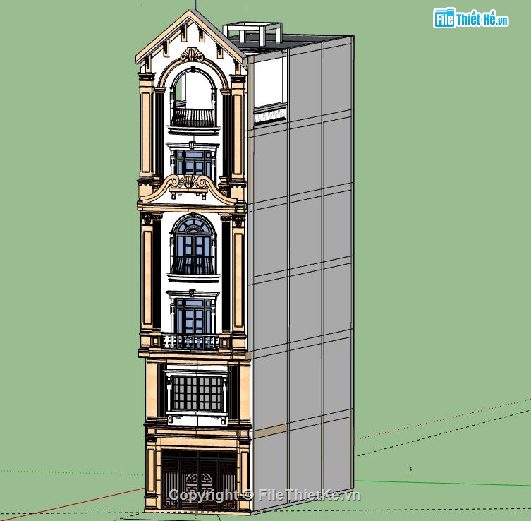 Nhà phố 6 tầng,File su nhà phố 6 tầng,model su nhà phố 6 tầng,sketchup nhà phố 6 tầng,nhà phố 6 tầng su