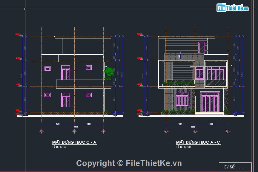 nhà phố 2 mặt tiền,Sketchup nhà phố 2 mặt tiền,nhà 8.5x15.5m,mặt tiền 5m