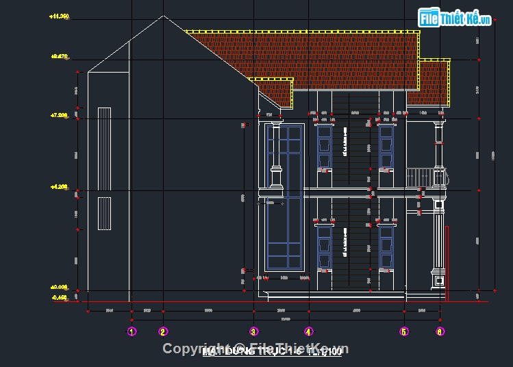thiết kế nhà phố,nhà phố 2 tâng,bản vẽ nhà phố