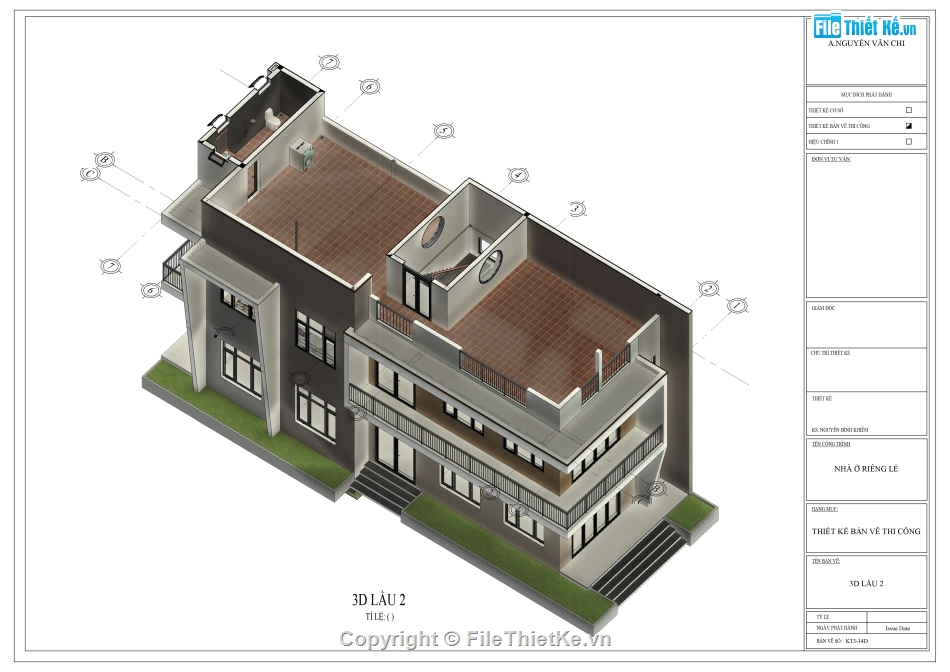 Nhà phố hiện đại,nhà phố 2 tầng 1 tum,revit nhà phố 2.5