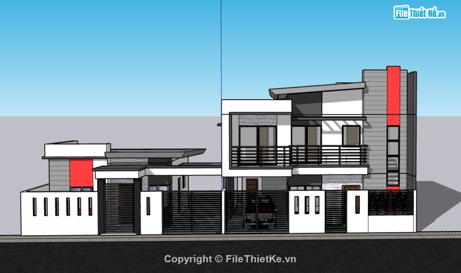 Nhà phố 2 tầng,file su nhà phố 2 tầng,model su nhà phố 2 tầng,sketchup nhà phố 2 tầng,file sketchup nhà phố 2 tầng