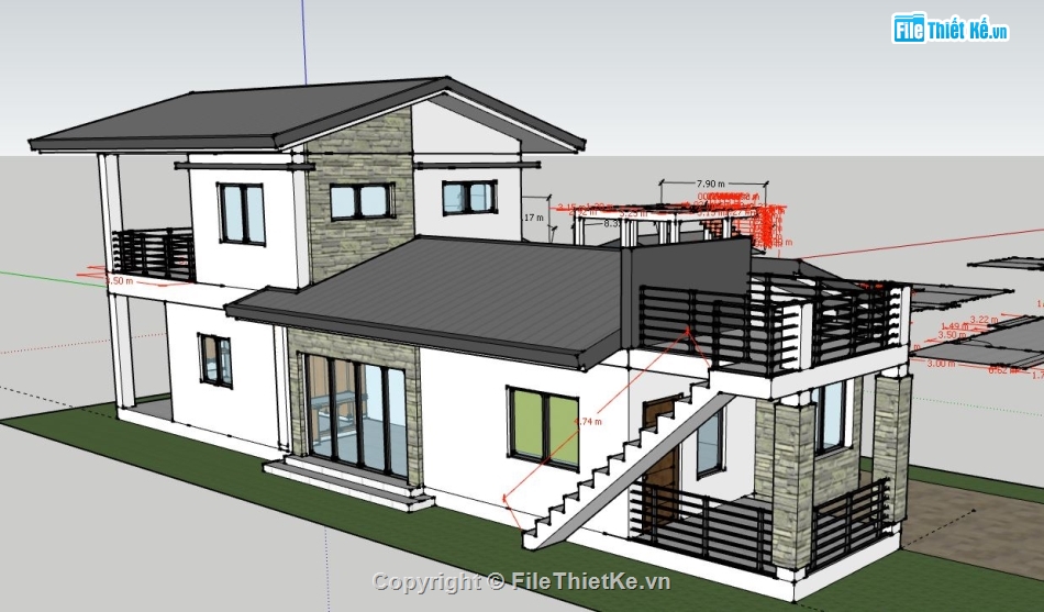 Nhà phố 2 tầng,model su nhà phố 2 tầng,nhà phố 2 tầng file su,sketchup nhà phố 2 tầng,nhà phố 2 tầng file sketchup