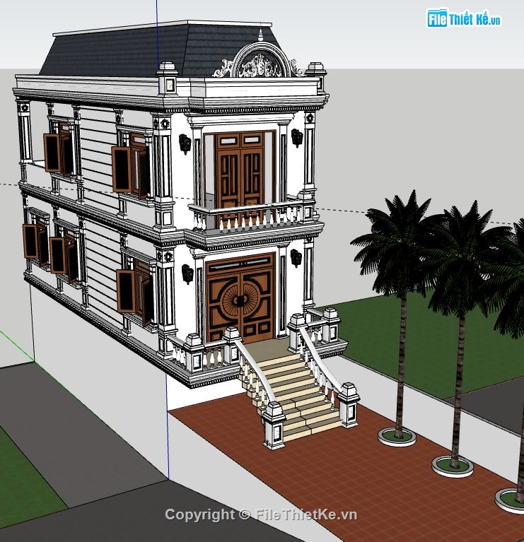 Nhà phố 2 tầng,model su nhà phố 2 tầng,sketchup nhà phố 2 tầng