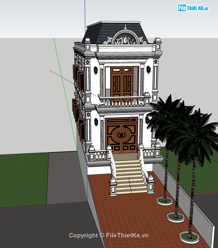 Nhà phố 2 tầng,model su nhà phố 2 tầng,sketchup nhà phố 2 tầng