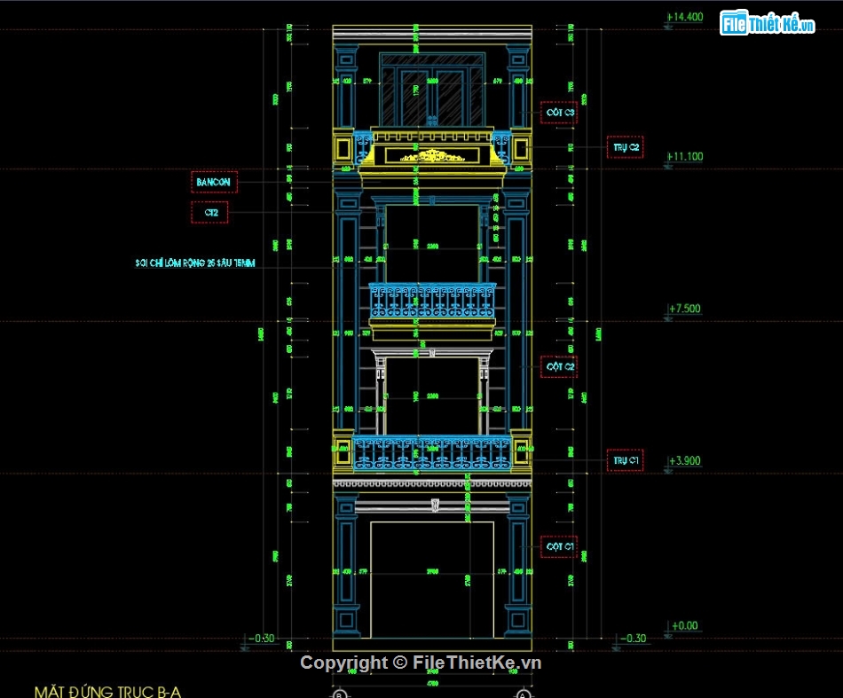 Nhà phố tân cổ điển 4 tầng,Nhà phố tân cổ điển 4 tầng kích thước 4.7x9.5m,Bản vẽ nhà phố 4.7x9.5m tân cổ điển,Hồ sơ thiết kế nhà phố tân cổ điển cao 4 tầng