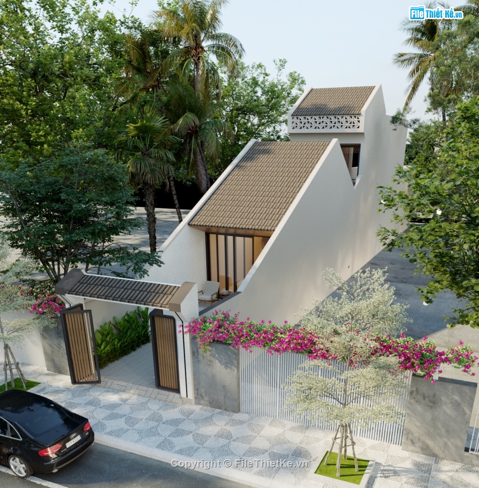 3dmax,Nhà phố,file sketchup,sketchup kiến trúc,file cad 3d,kiến trúc mái thái