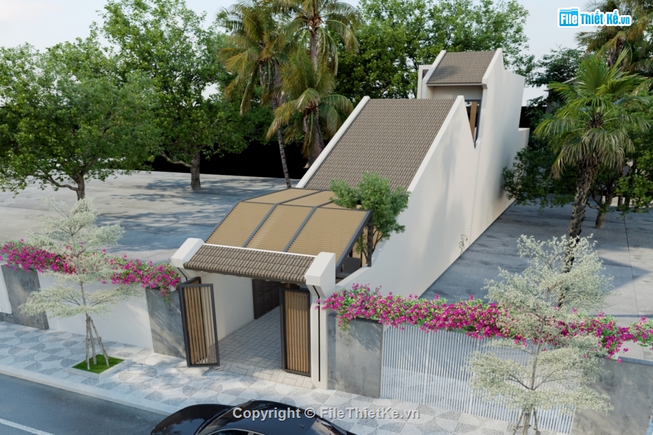 3dmax,Nhà phố,file sketchup,sketchup kiến trúc,file cad 3d,kiến trúc mái thái