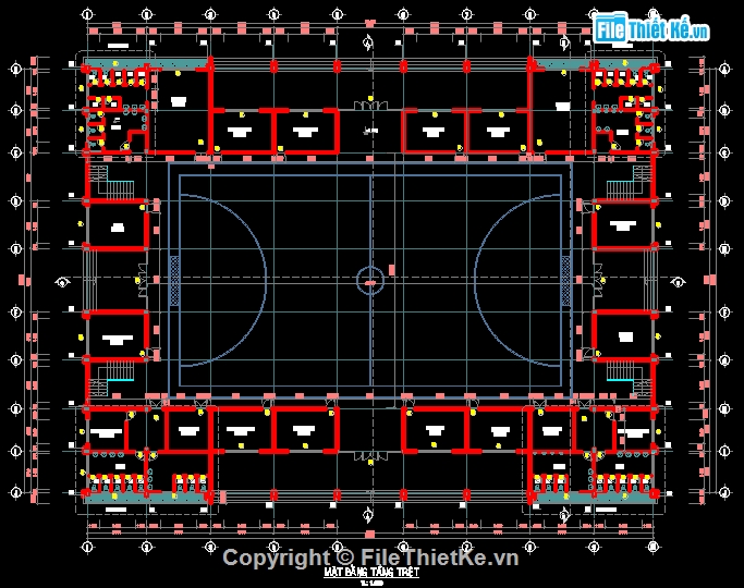 Bản vẽ nhà thi đấu,File cad nhà đa năng,Thiết kế nhà thi đấu thể thao,Bộ bản vẽ nhà thi đấu