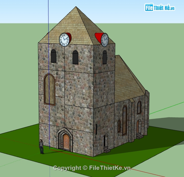 nhà thờ dựng model su,file 3d su mẫu nhà thờ,nhà thờ công giáo file sketchup