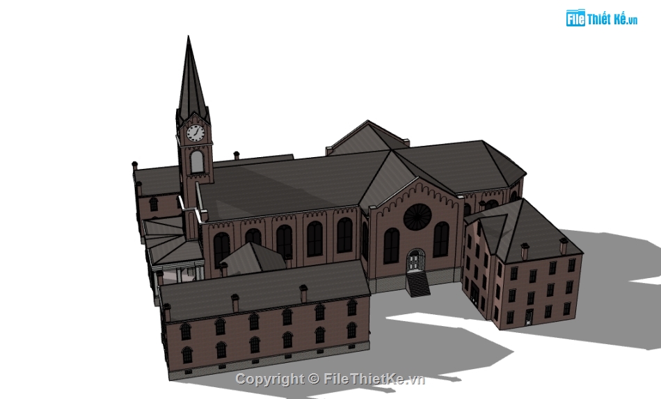 Nhà thờ dựng model su,thiết kế 3d su nhà thờ,nhà thờ dựng file sketchup