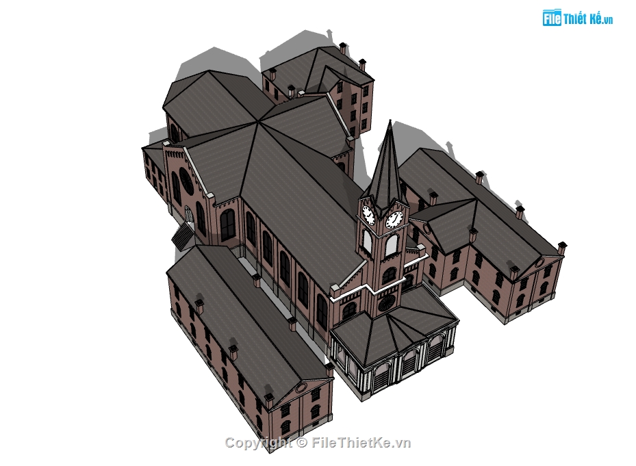 Nhà thờ dựng model su,thiết kế 3d su nhà thờ,nhà thờ dựng file sketchup