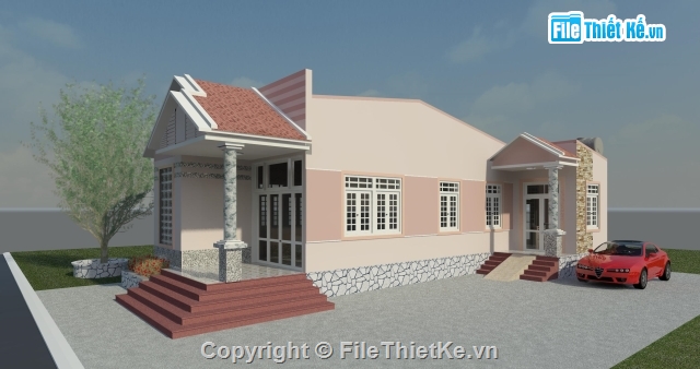 Bản vẽ Nhà L 1 tầng,revit thiết kế nhà 1 tầng,nhà trệt 8x16m,mẫu nhà 1 tầng revit