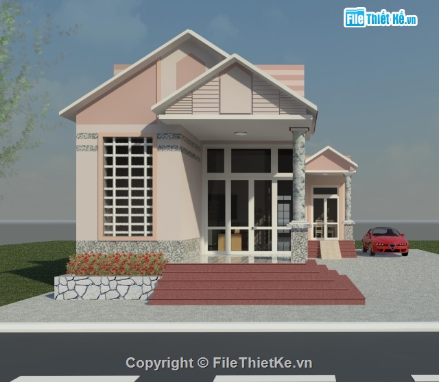 Bản vẽ Nhà L 1 tầng,revit thiết kế nhà 1 tầng,nhà trệt 8x16m,mẫu nhà 1 tầng revit