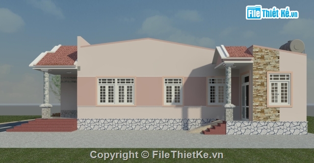 Bản vẽ Nhà L 1 tầng,revit thiết kế nhà 1 tầng,nhà trệt 8x16m,mẫu nhà 1 tầng revit