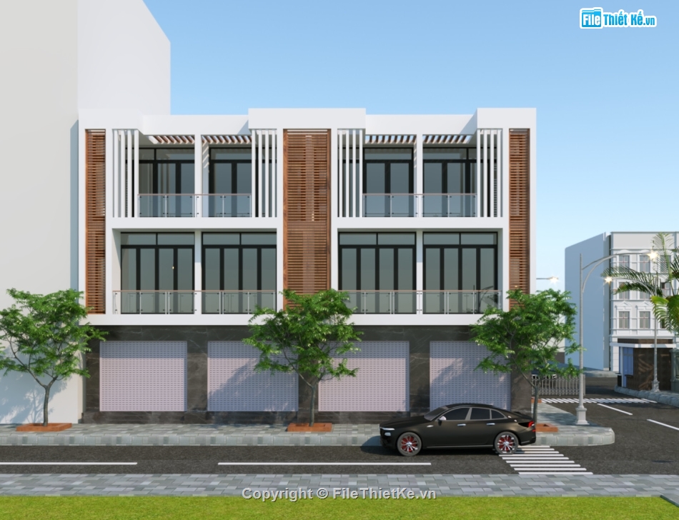 kiến trúc văn phòng 17x20m,file cad nhà văn phòng,nhà 3 tầng kinh doanh,nhà phố kinh doanh