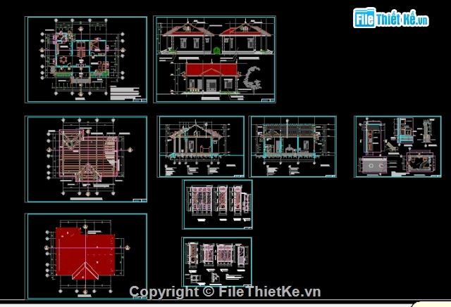 nhà vườn 1 tầng nông thôn,Nhà 3 gian lợp ngói,Hồ sơ thiết kế nhà vườn 1 tầng,Nhà vườn 1 tầng 100m2