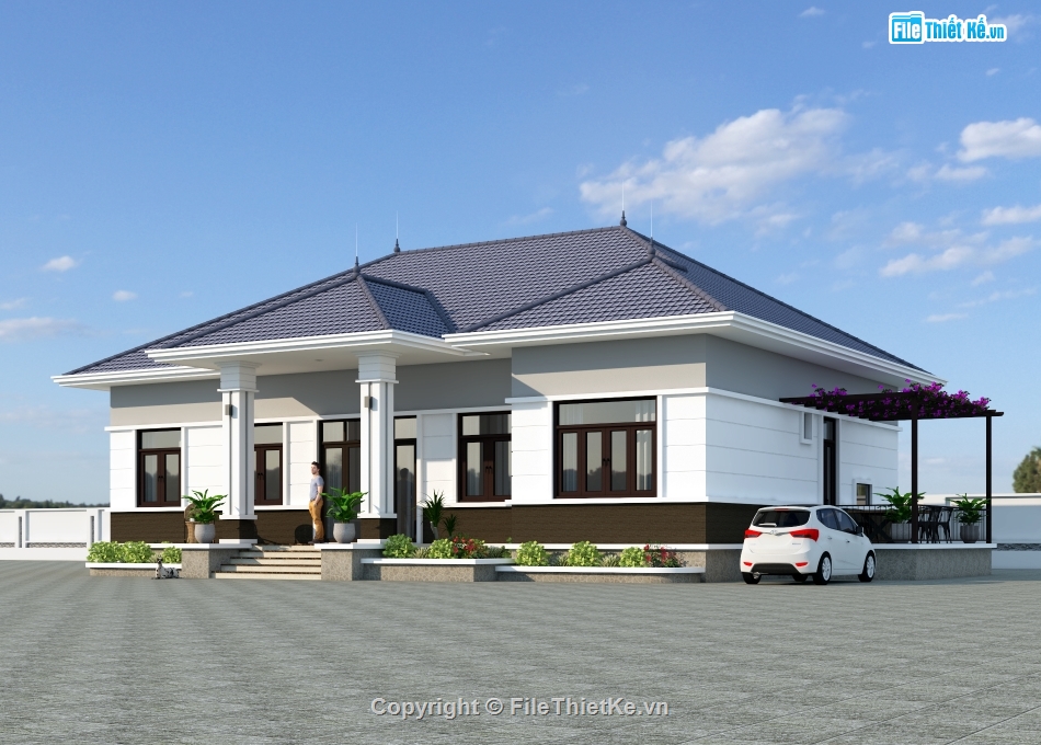 Nhà vườn 1 tầng mái Nhật,Nhà vườn 1 tầng 5 phòng ngủ,nhà vườn 1 tầng 3 phòng ngủ