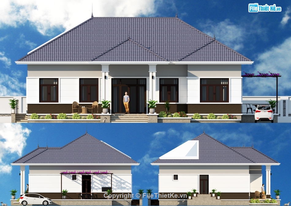 Nhà vườn 1 tầng mái Nhật,Nhà vườn 1 tầng 5 phòng ngủ,nhà vườn 1 tầng 3 phòng ngủ