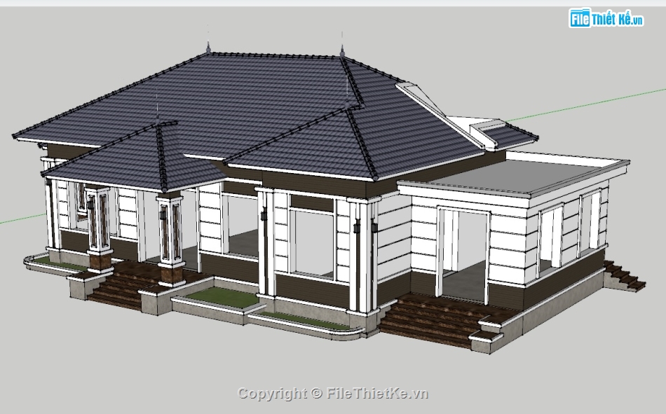 nhà vướn 1 tầng mái Nhật,nhà vườn 1 tầng 20x10m,nhà vườn 1 tầng 4 phòng ngủ