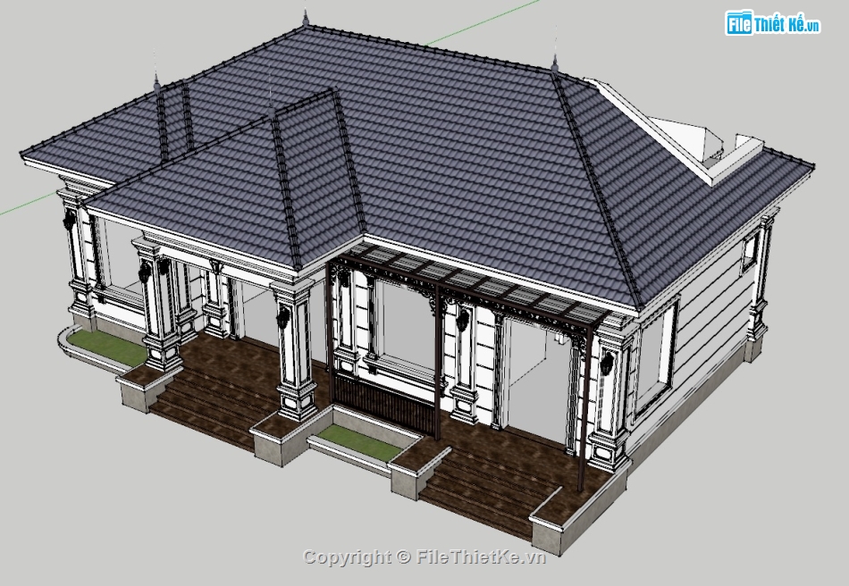 nhà vườn tân cổ điển,nhà vườn 1 tầng 3 phòng ngủ,Nhà vườn 1 tầng 15x10m