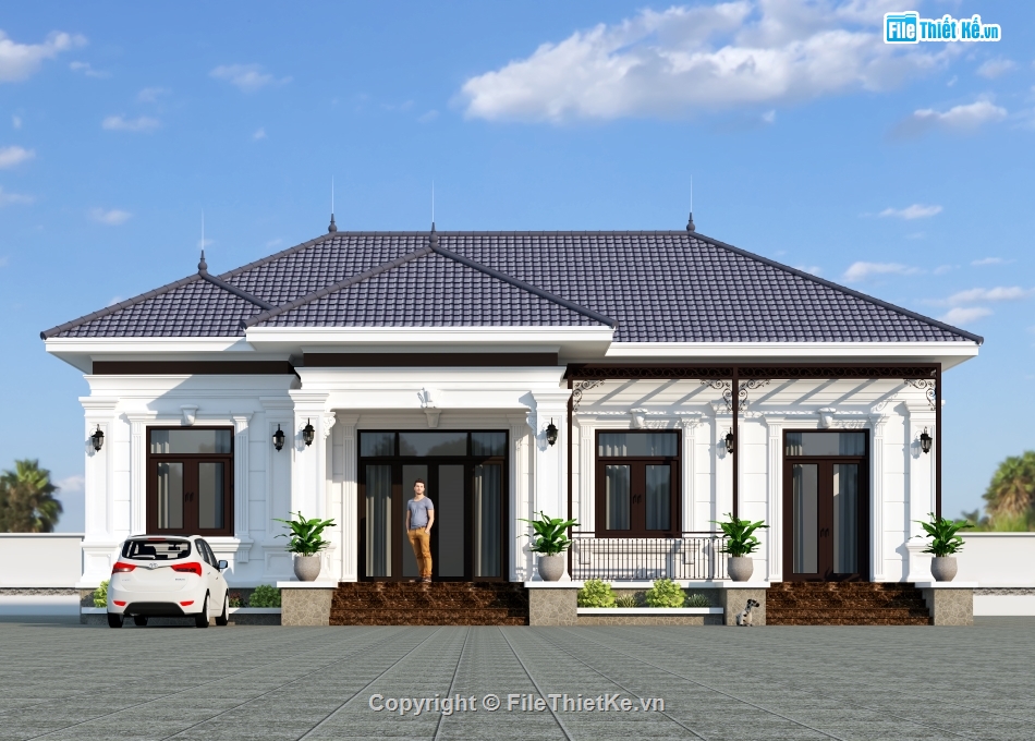 nhà vườn tân cổ điển,nhà vườn 1 tầng 3 phòng ngủ,Nhà vườn 1 tầng 15x10m