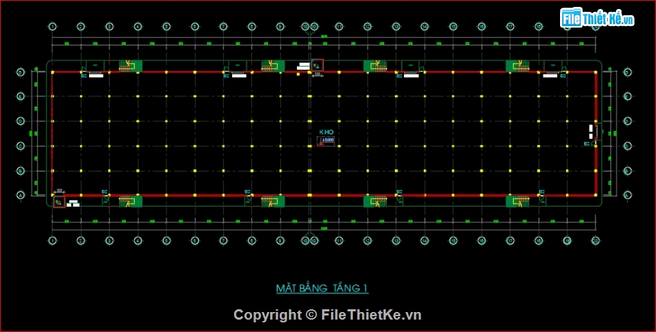 nhà xưởng bê tông cốt thép,nhà xưởng nhịp 35m,nhà xưởng bê tông 3 tầng,bản vẽ nhà xưởng,Autocad bản vẽ nhà xưởng,nhà xưởng 35x152m