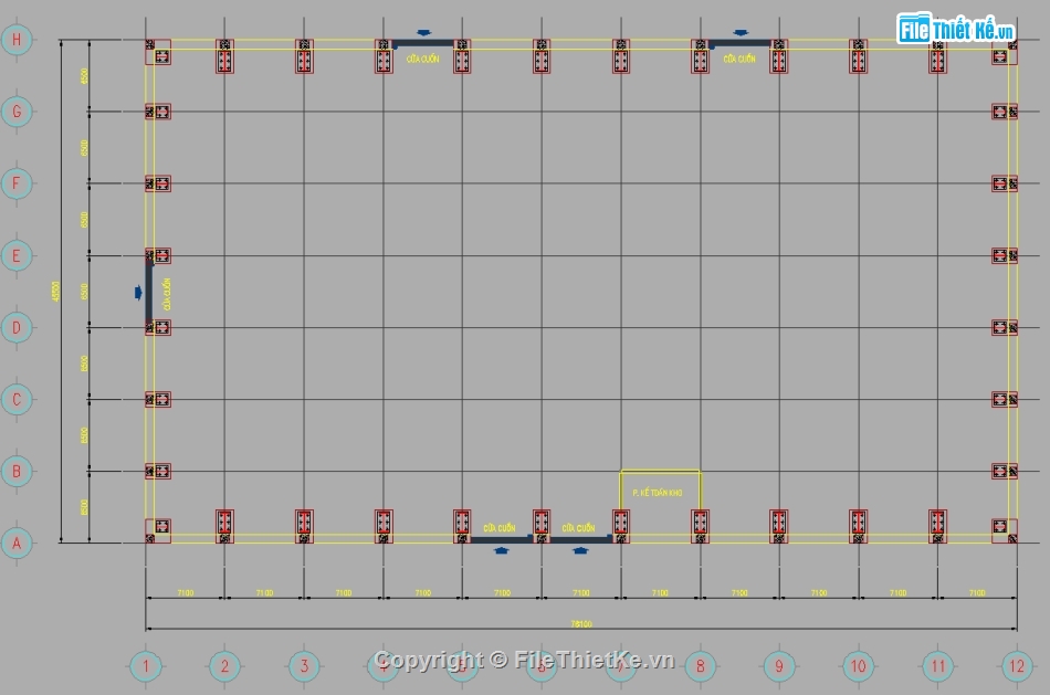 Bản vẽ nhà xưởng cột giữa,khẩu độ 45m 45x78m,không cột giữa,Mẫu bản vẽ nhà xưởng 45x78m