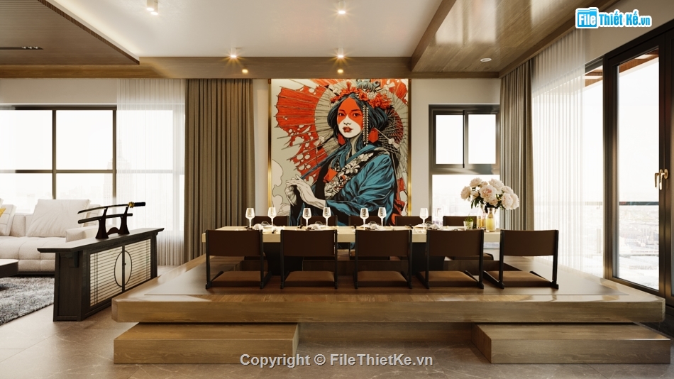 Nội thất,Nhật bản,căn hộ,penhouse,3dsmax