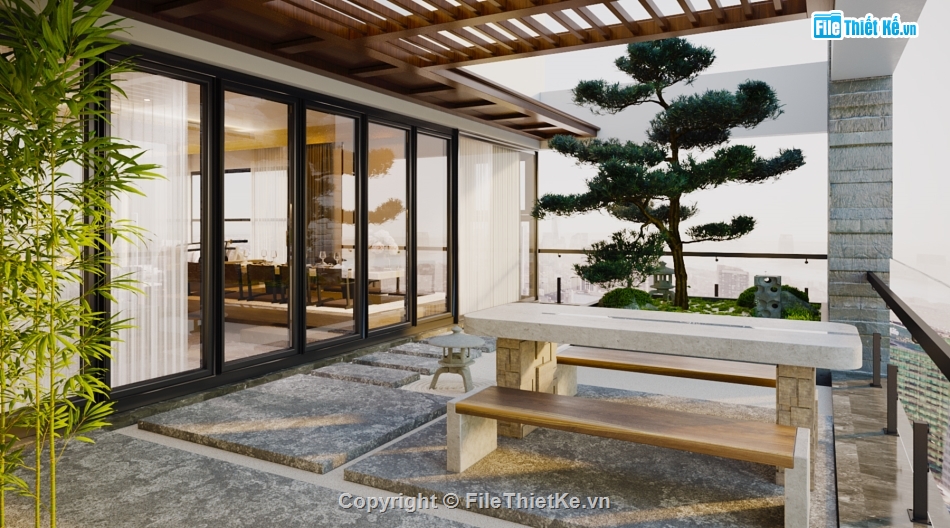 Nội thất,Nhật bản,căn hộ,penhouse,3dsmax
