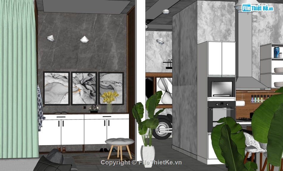 model su chung cư,file sketchup nội thất chung cư,nội thất chung cư trên sketchup