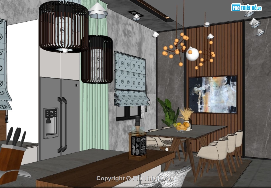 model su chung cư,file sketchup nội thất chung cư,nội thất chung cư trên sketchup