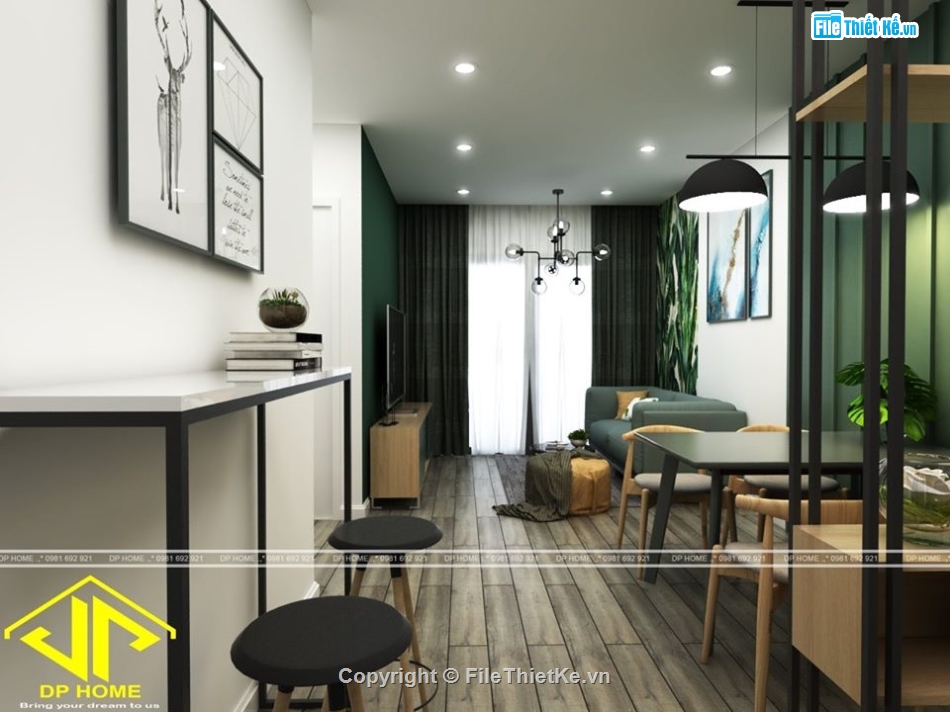 Nội thất chung cư file su,chung cư sketchup,Nội thất chung cư file 3d,file sketchup nội thất chung cư
