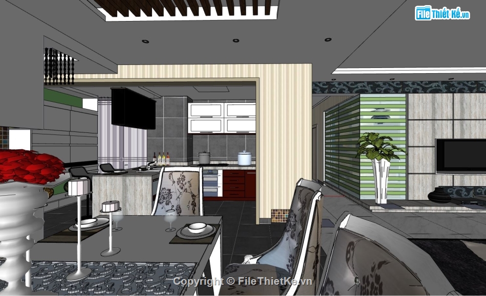 chung cư sketchup,nội thất chung cư trên sketchup,Nội thất chung cư đẹp,nội thất chung cư sketchup