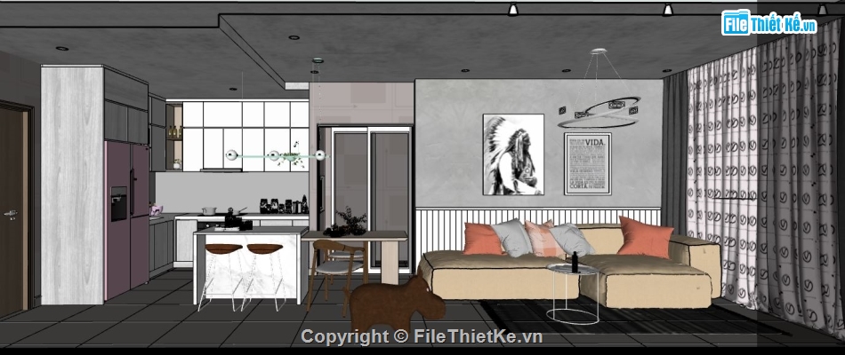 Nội thất chung cư đẹp,nội thất chung cư sketchup,nội thất chung cư,Nội thất sang trọng