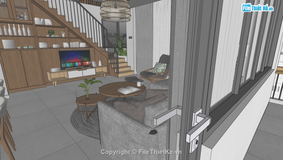 model khách bếp,Nội thất phòng khách bếp,model su khách bếp ngủ,file sketchup khách bếp,su khách bếp