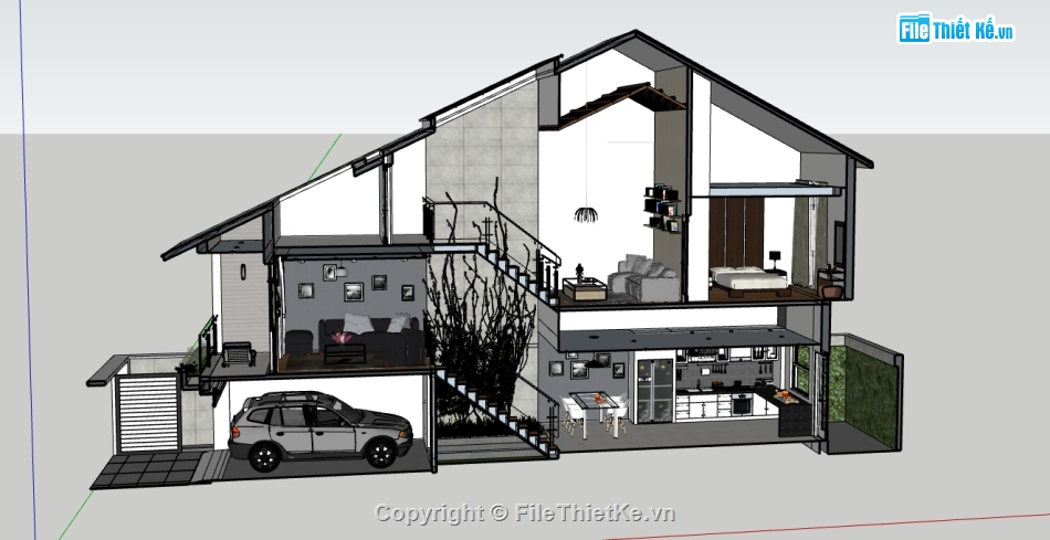 file sketchup,thiết kế nhà 2 tầng,Nội thất,thiết kế nhà sketchup,thiết kế nhà 2 tầng sketchup