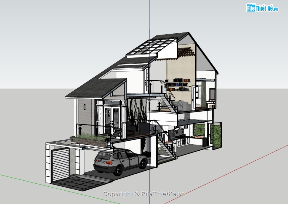 file sketchup,thiết kế nhà 2 tầng,Nội thất,thiết kế nhà sketchup,thiết kế nhà 2 tầng sketchup